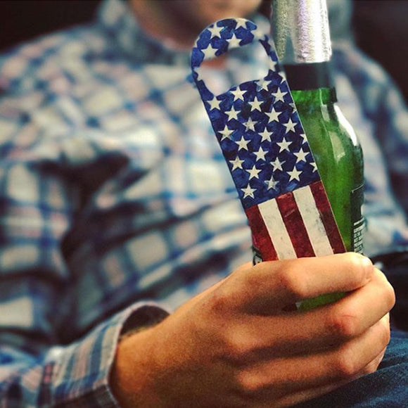 American Flag Bottle Koozie With Bottle Opener