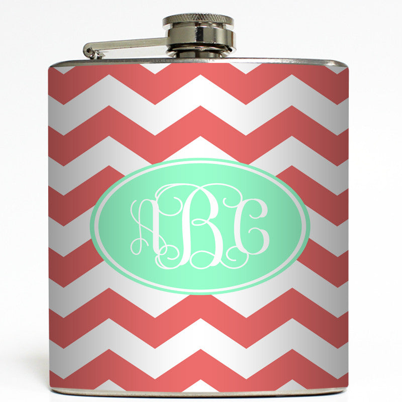 Custom Monogram Flask - 6 oz Stainless Steel - Liquid Courage Flasks