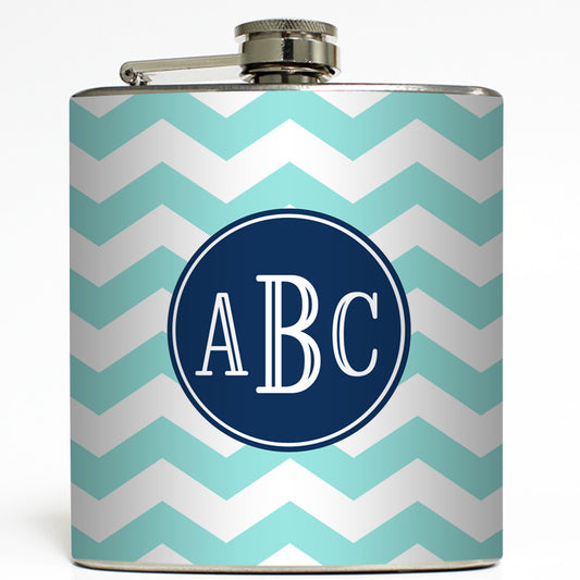 3 Initials Monogram - Personalized Chevron Flask