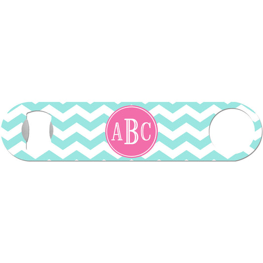 3 Initials Monogram - Personalized Chevron Bottle Opener