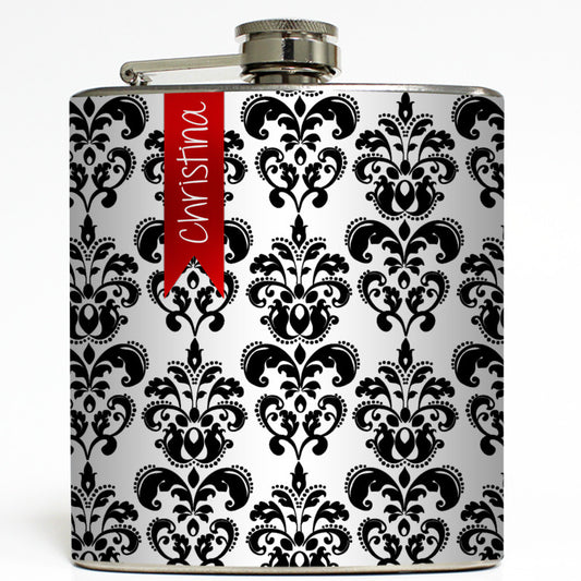 Personalized Damask - Monogram Flask