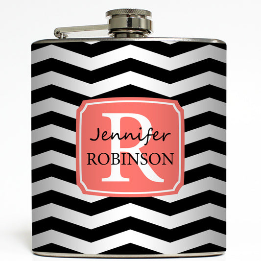 Chevron Monogram - Personalized Flask