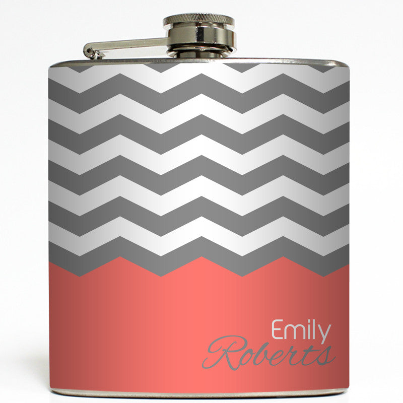 Charlotte - Personalized Chevron Flask