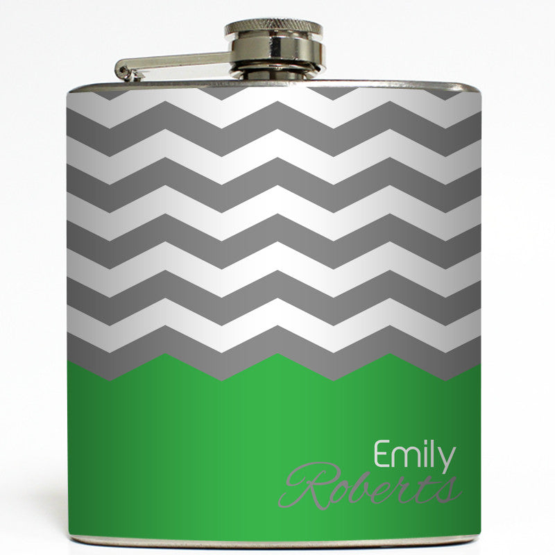 Charlotte - Personalized Chevron Flask