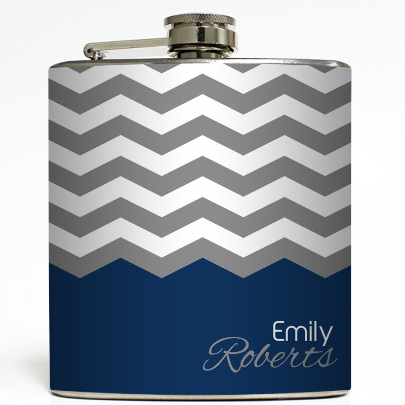 Charlotte - Personalized Chevron Flask