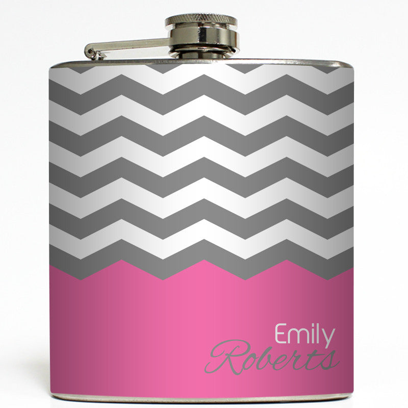 Charlotte - Personalized Chevron Flask