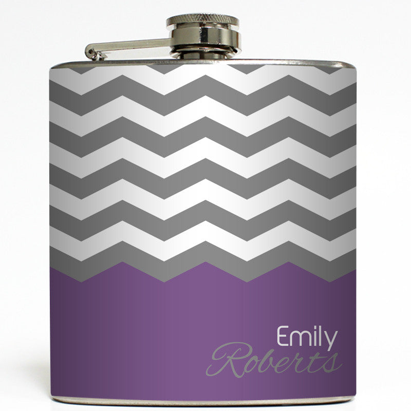 Charlotte - Personalized Chevron Flask