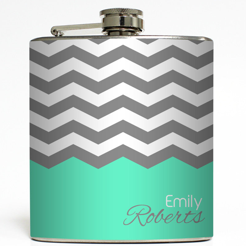 Charlotte - Personalized Chevron Flask