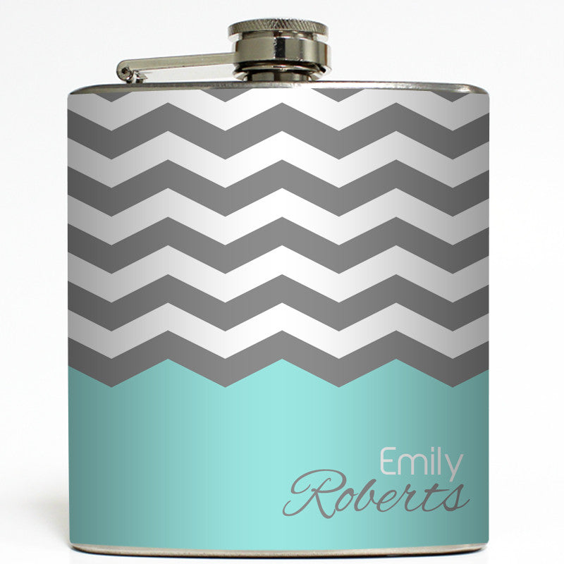 Charlotte - Personalized Chevron Flask