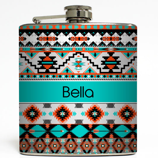 Teal Tribal - Monogram Flask