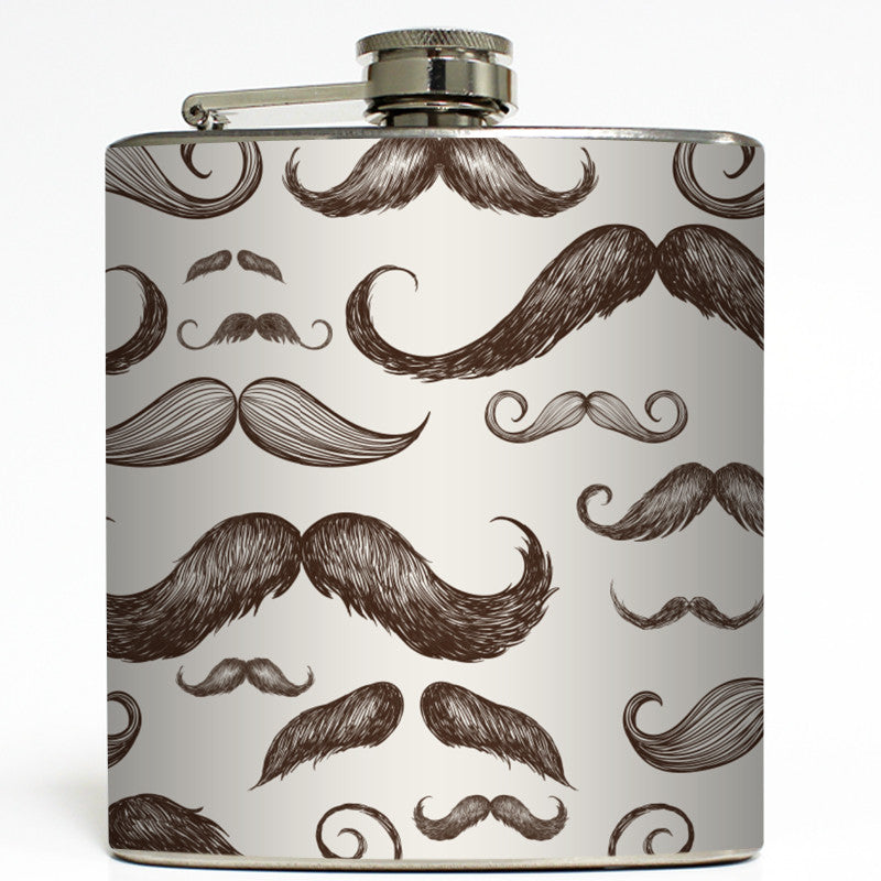 Burgundy - Retro Mustache Flask