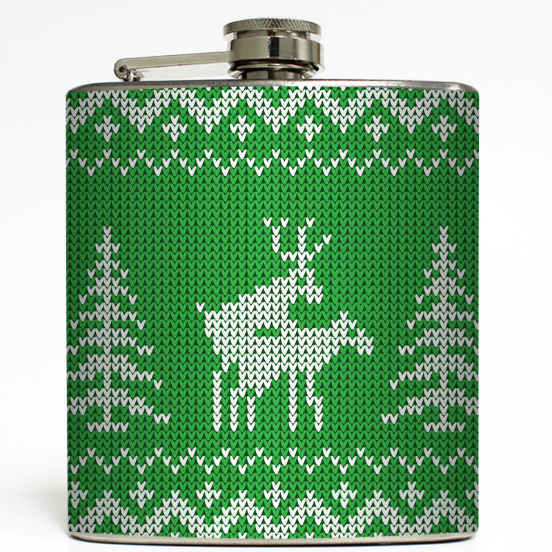 Son of a Nut Cracker - Green Humping Reindeer Flask