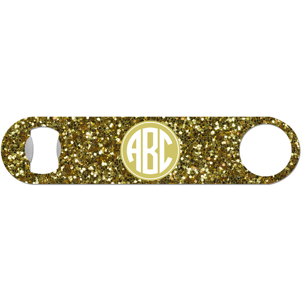 Gold Glitter Monogram - Personalized Bottle Opener