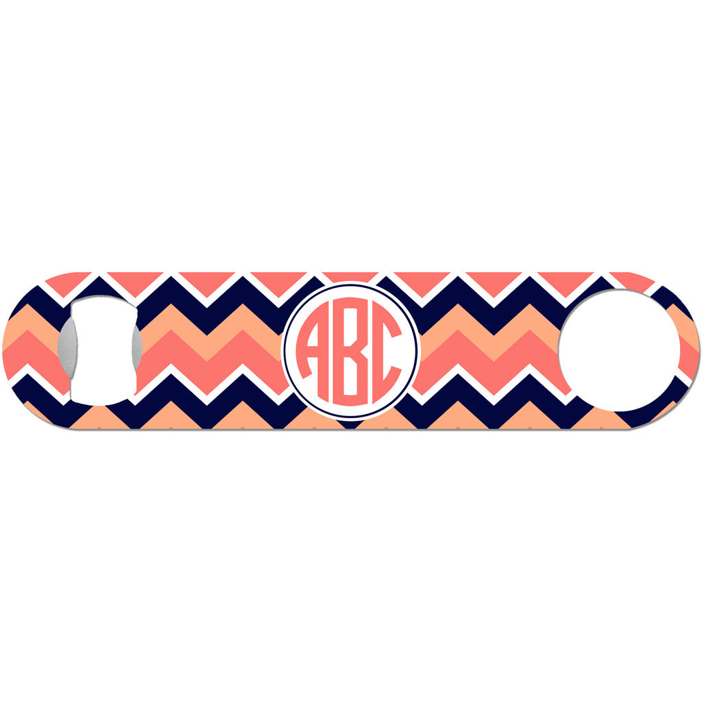 Peach Circle Monogram - Chevron Bottle Opener