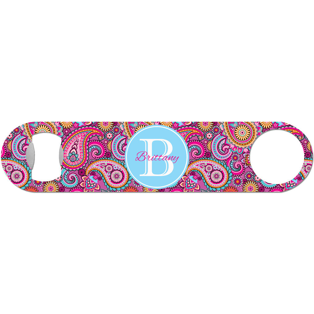 Personalized Pink Paisley -  Monogram Bottle Opener