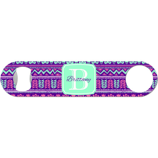 Beachy Tribal Monogram - Purple Bottle Opener