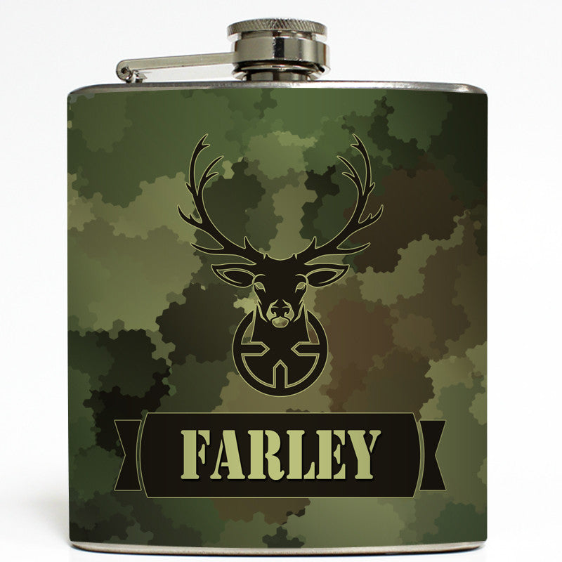 Deer Hunting Camo - Personalized Flask