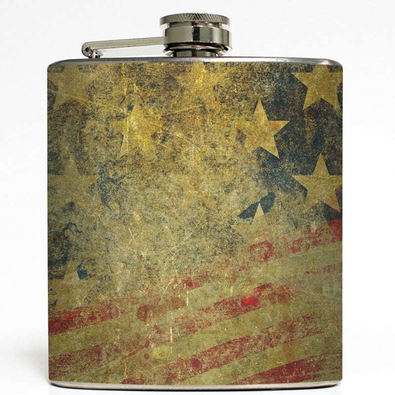 Distressed American Flag - Vintage Stars and Stripes Flask