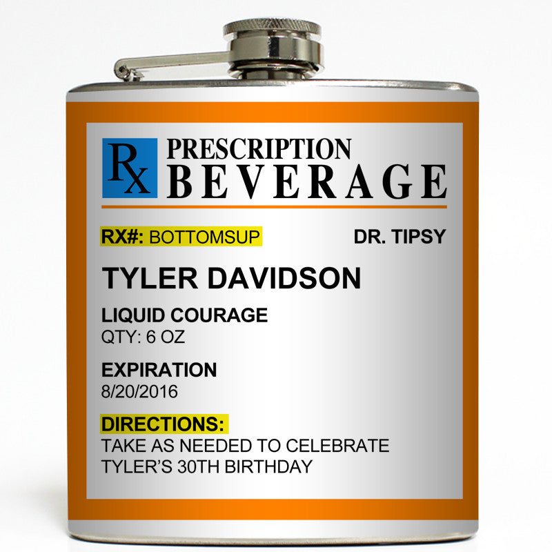 Funny Prescription Beverage - Custom Flask