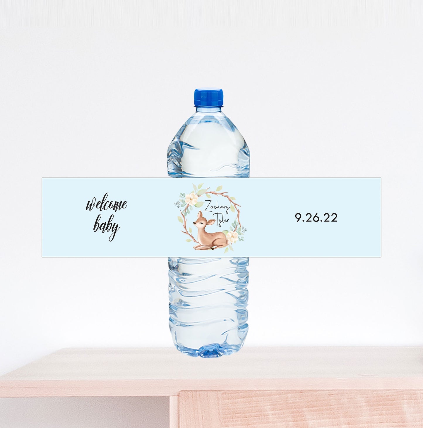 Welcome Baby Deer, Baby Shower Water Bottle Label