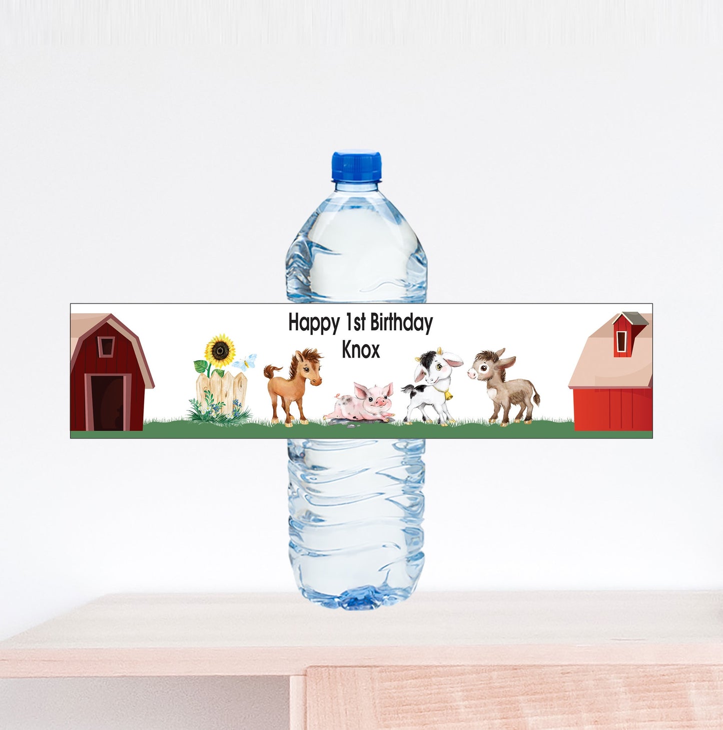 Barn Animal Birthday Water Bottle Label