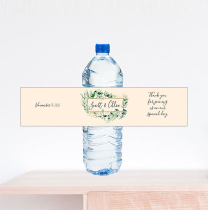 Eucalyptus Floral Wedding Water Bottle Label