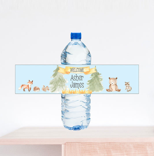 Wildlife Baby Shower Water Bottle Label