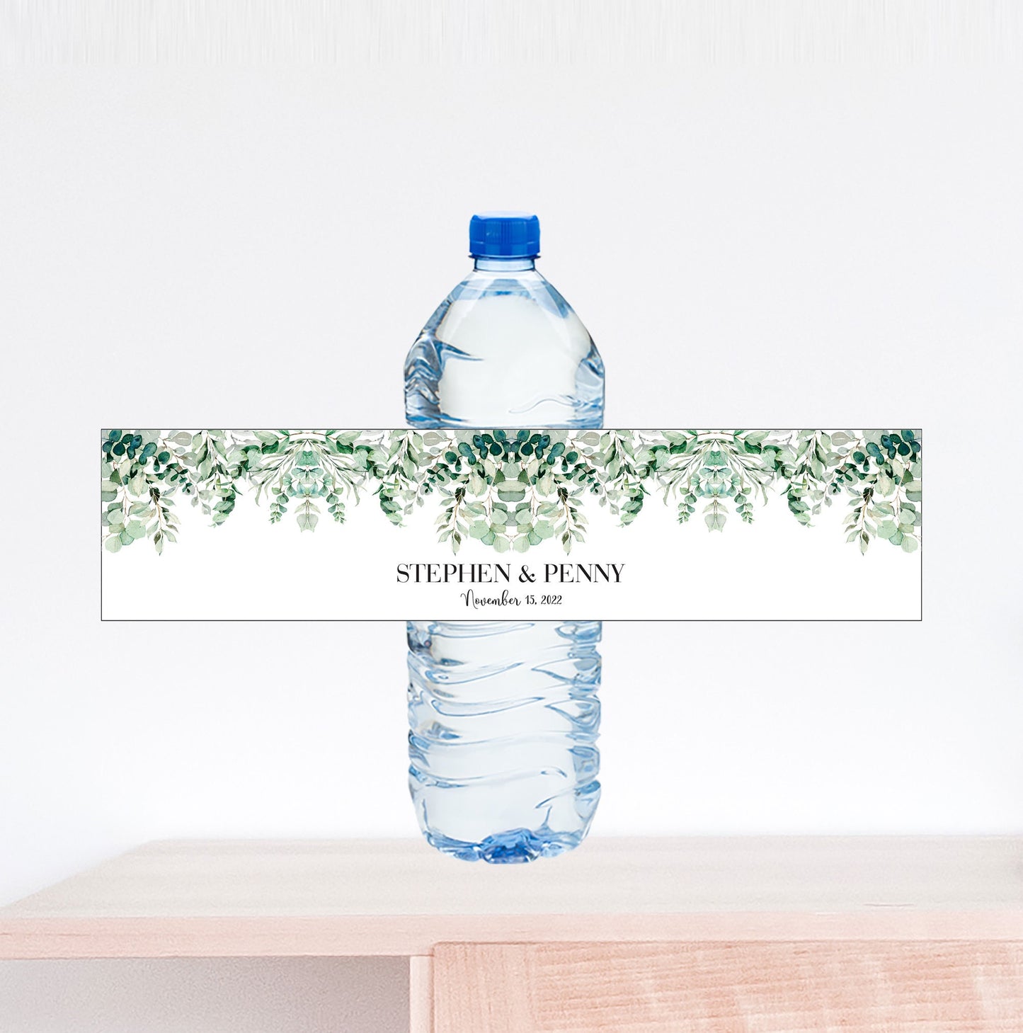 Eucalyptus Border Wedding Water Bottle Labels